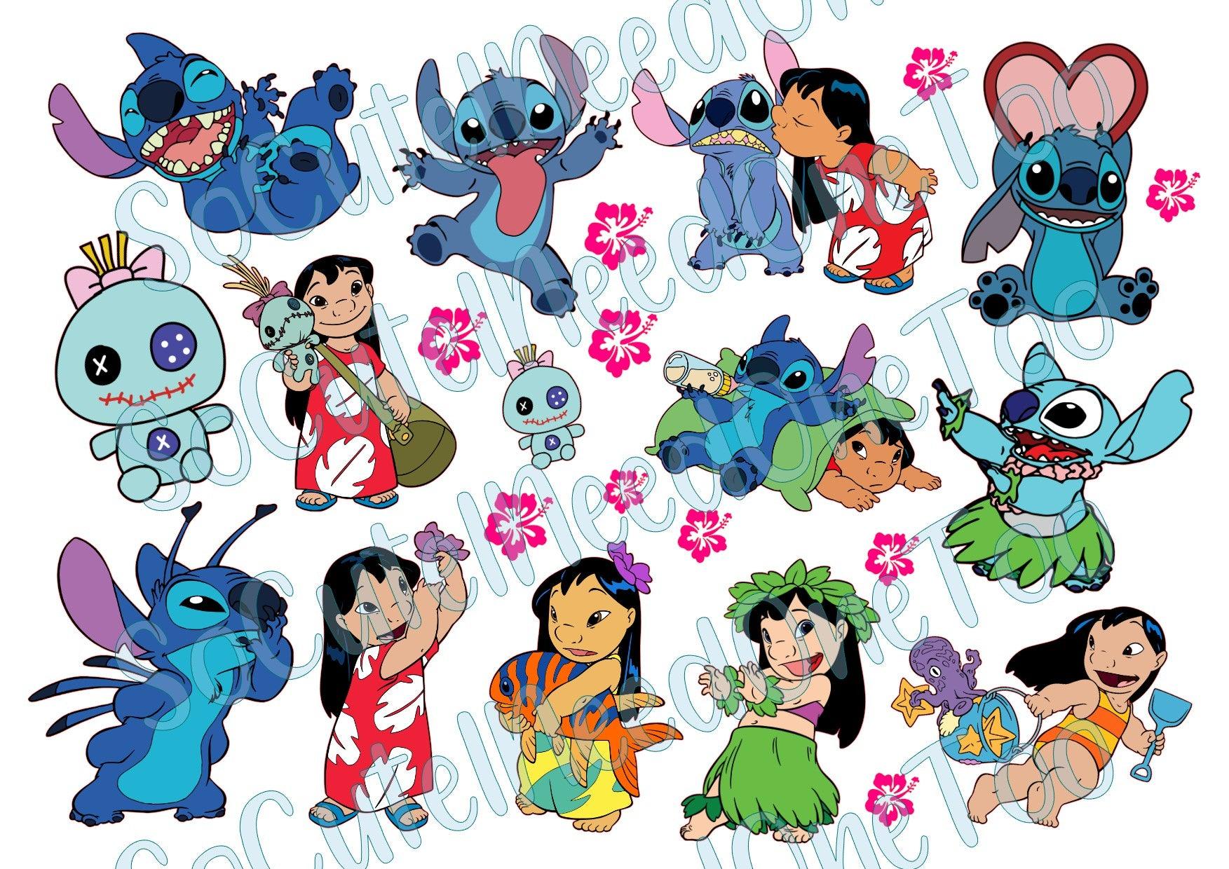 Lilo & Stich - At The Beach on Clear/White Waterslide Paper Ready To Use - SoCuteINeedOneToo