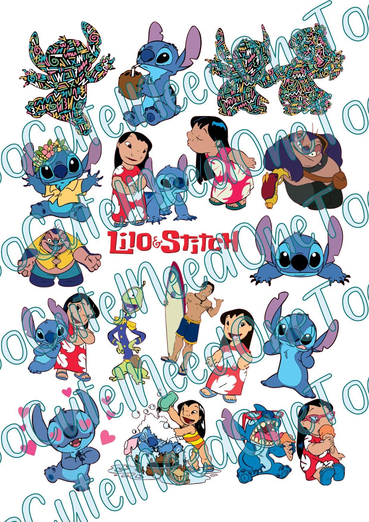 Lilo & Stitch #5 - on Clear/White Waterslide Paper Ready To Use - SoCuteINeedOneToo