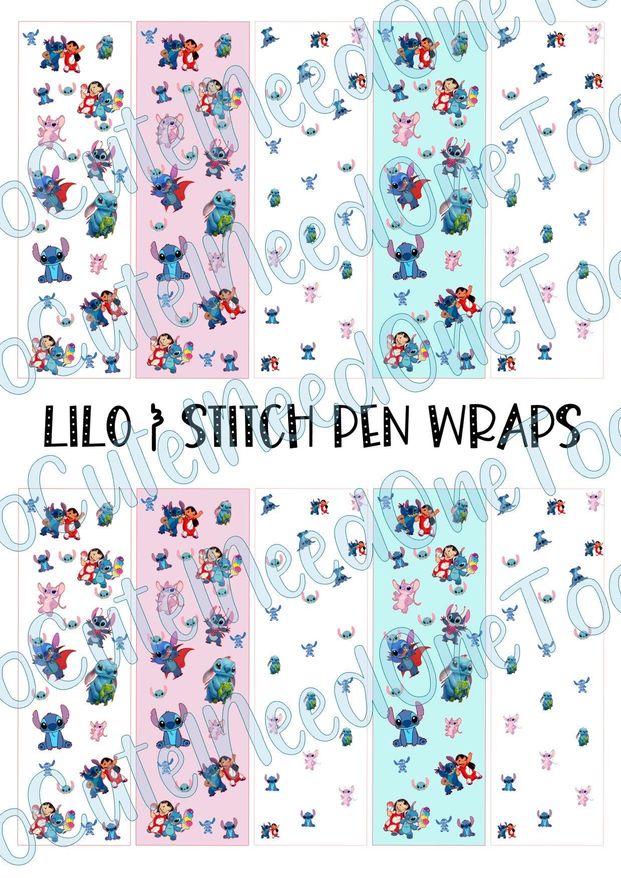 Lilo & Stitch Pen Wraps- Clear/White Waterslide Paper Ready To Use - SoCuteINeedOneToo