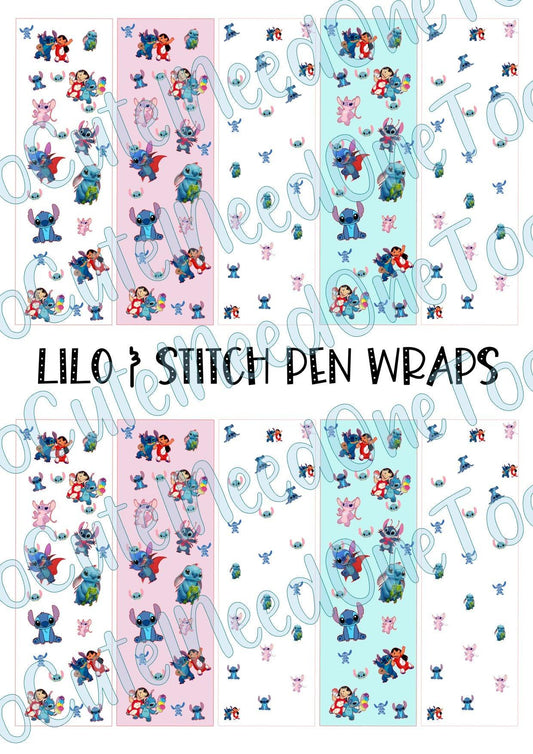 Lilo & Stitch Pen Wraps- Clear/White Waterslide Paper Ready To Use - SoCuteINeedOneToo