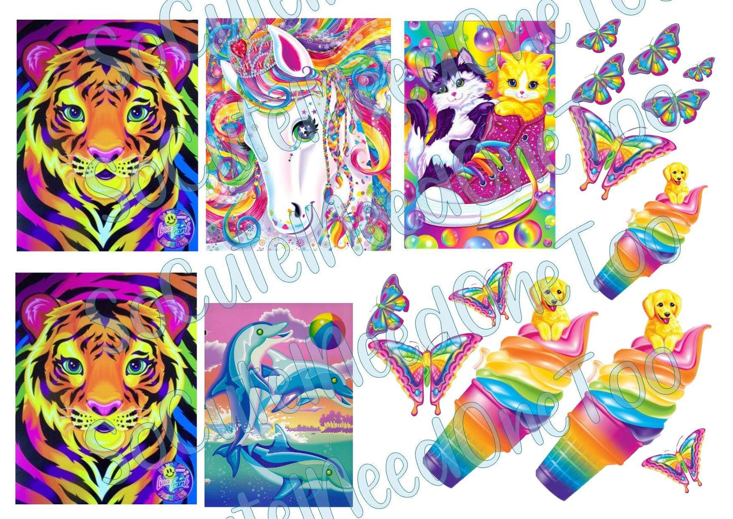 Lisa Frank Animals on Clear/White Waterslide Paper Ready To Use - SoCuteINeedOneToo