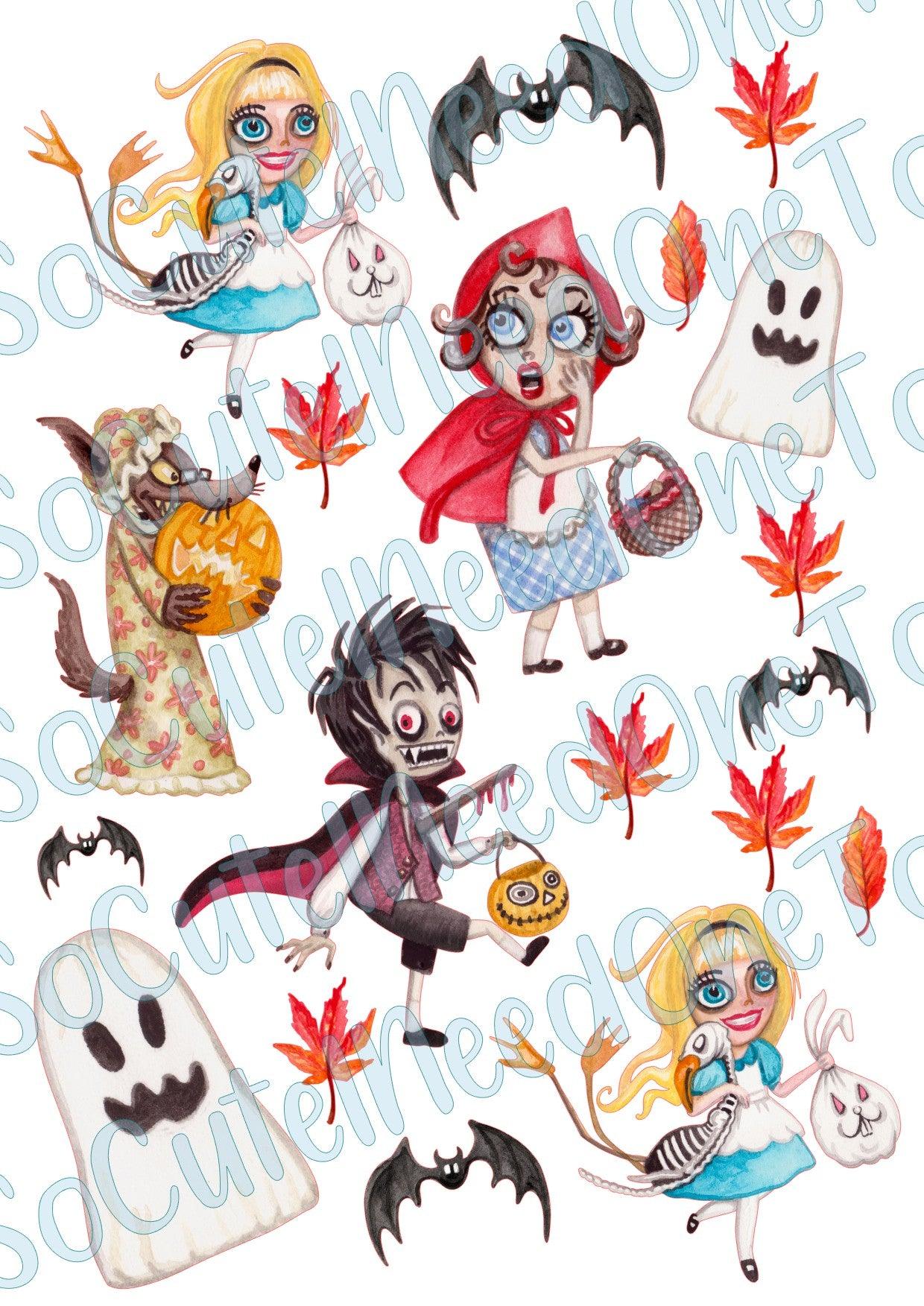 Little Red Riding Hood - Halloween- on Clear/White Waterslide Paper Ready To Use - SoCuteINeedOneToo