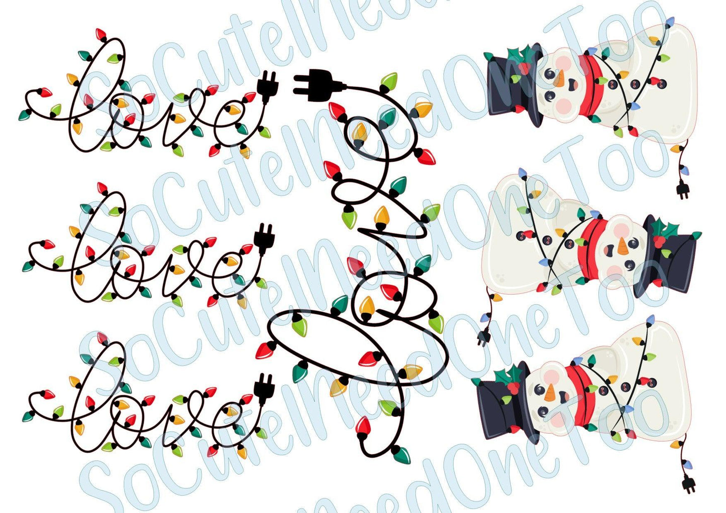 Love In Lights - Christmas on Clear/White Waterslide Paper Ready To Use - SoCuteINeedOneToo