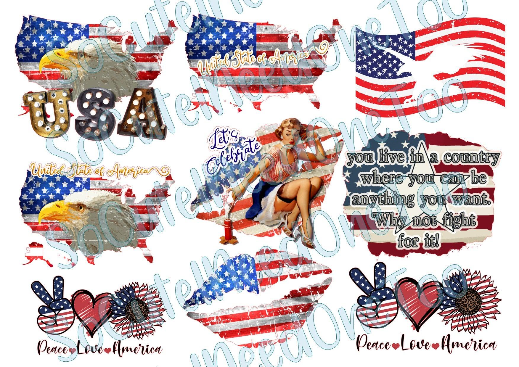 Love of America on Clear/White Waterslide Paper Ready To Use - SoCuteINeedOneToo