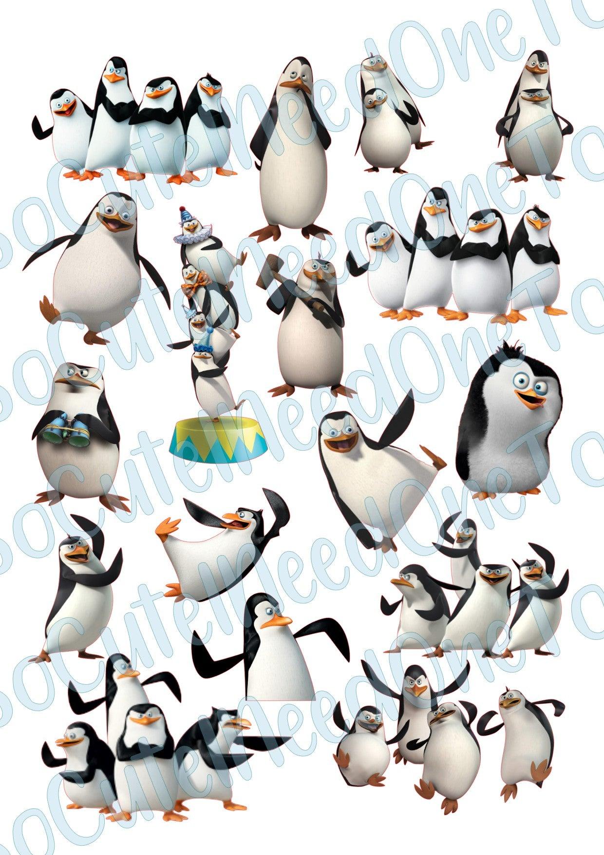 Madagascar Penguins on Clear/White Waterslide Paper Ready To Use - SoCuteINeedOneToo
