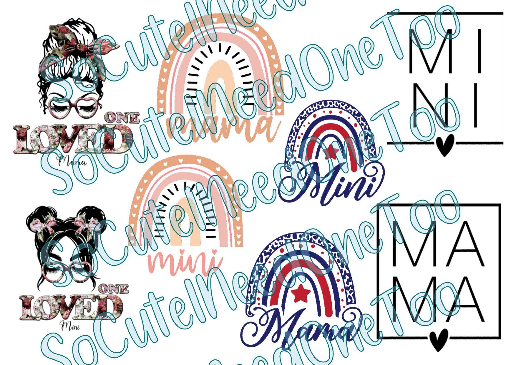 Mama & Mini #2 on Clear/White Waterslide Paper Ready To Use - SoCuteINeedOneToo