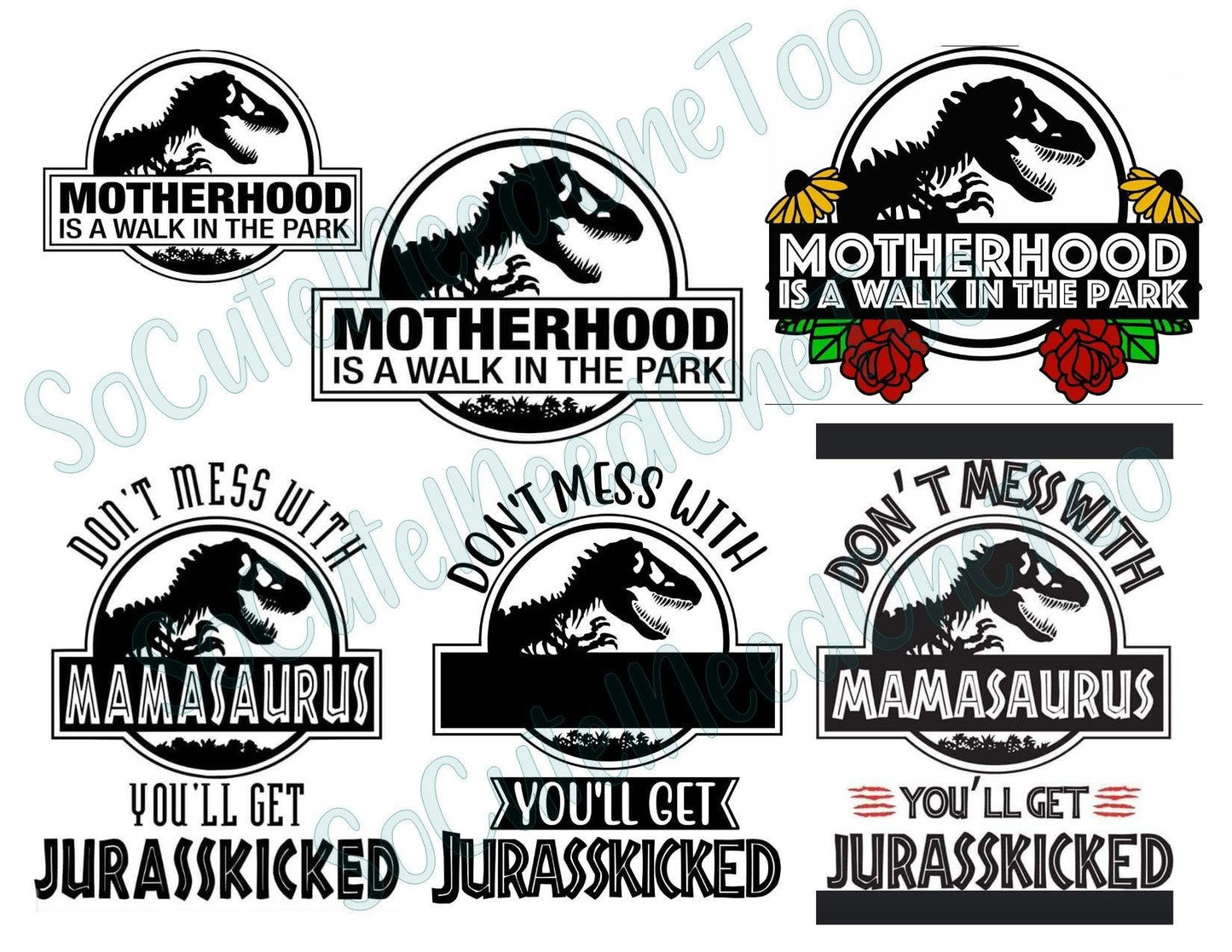 Mamasaurus #2 Decals On Clear Water Slide Paper Sealed & Ready To Use - SoCuteINeedOneToo