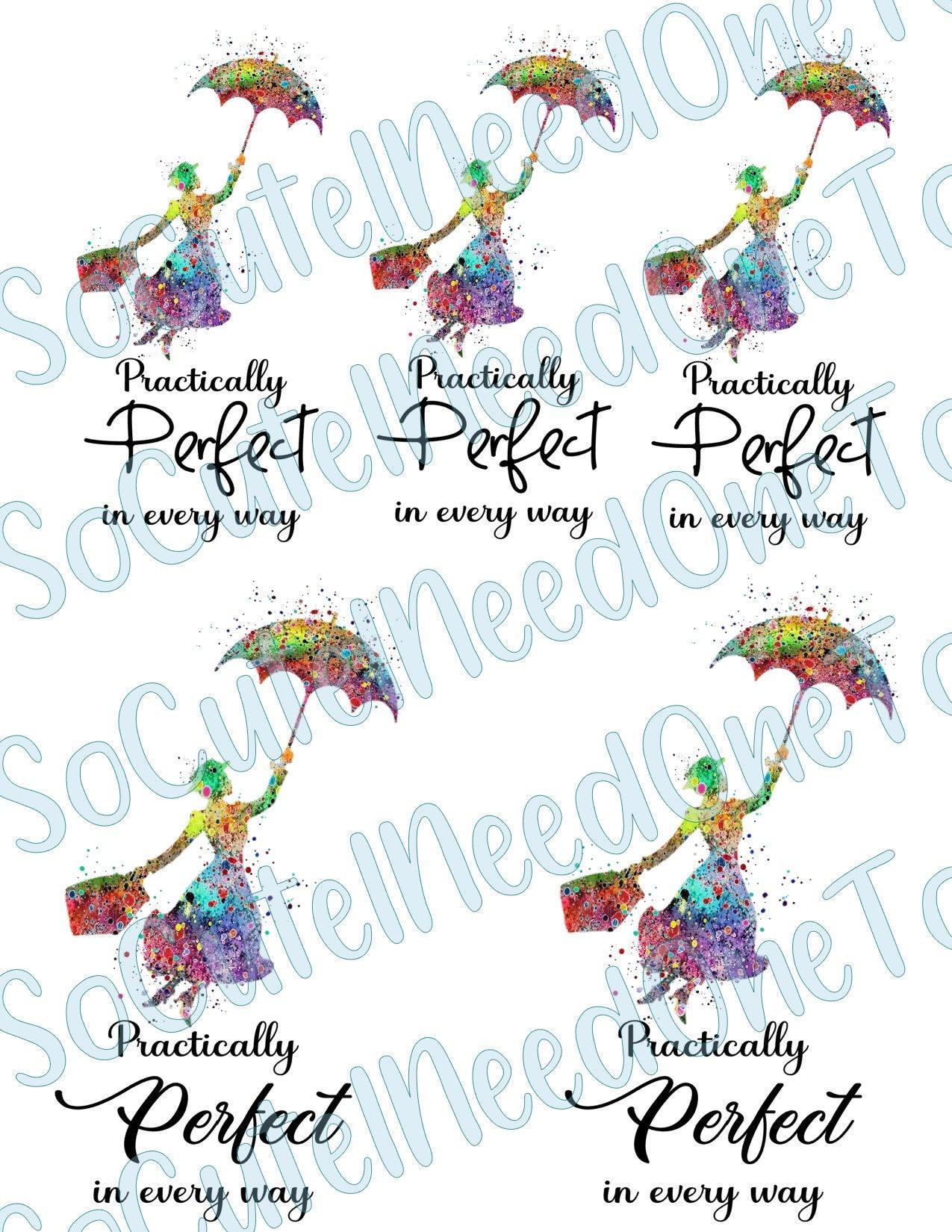 Mary Poppins Watercolor on Clear/White Waterslide Paper Ready To Use - SoCuteINeedOneToo