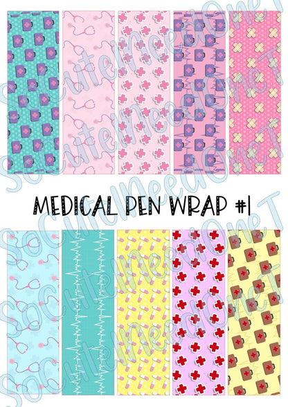 Medical Pen Wraps #1 on Clear/White Waterslide Paper Ready To Use - SoCuteINeedOneToo