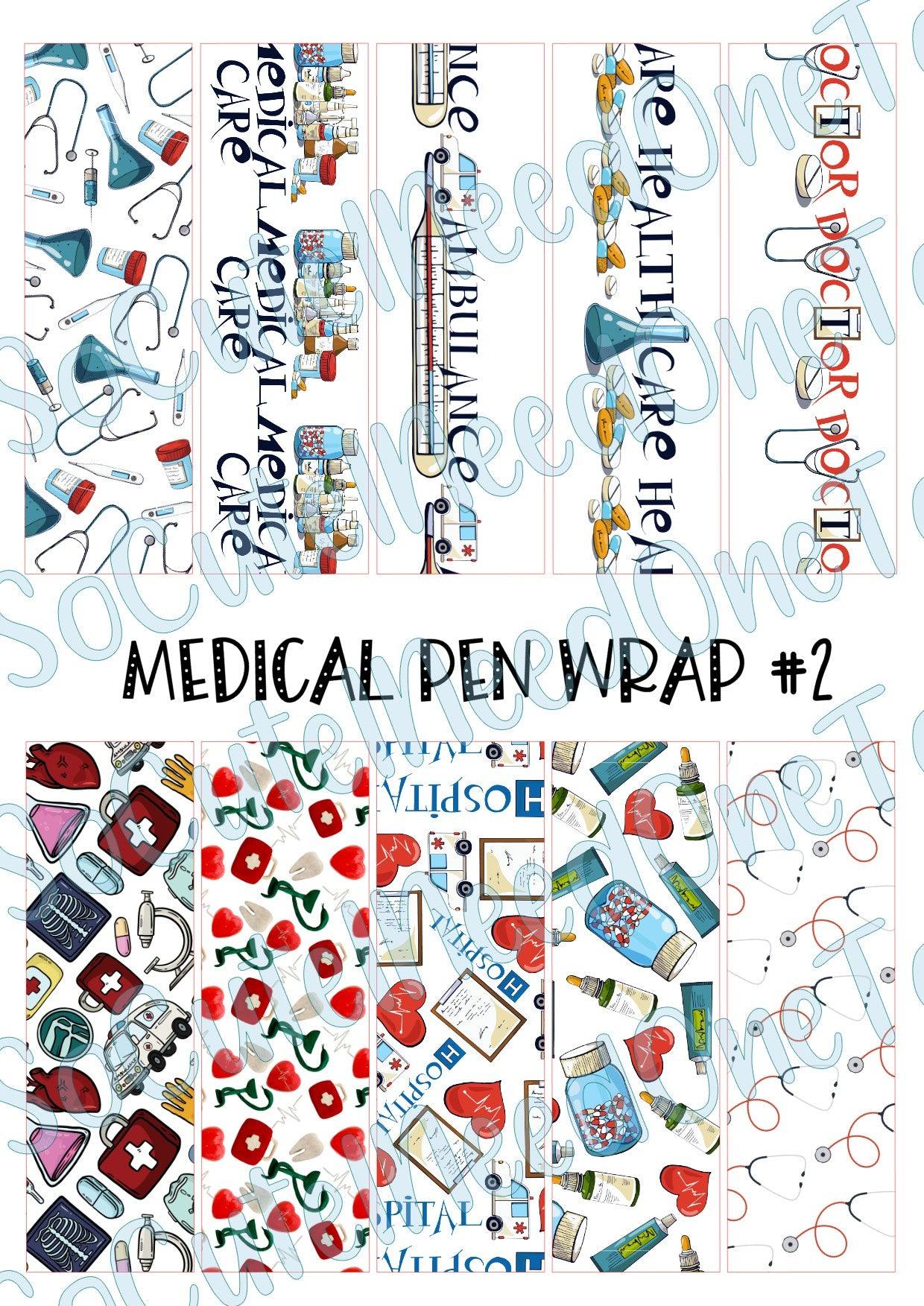 Medical Pen Wraps #2 on Clear/White Waterslide Paper Ready To Use - SoCuteINeedOneToo