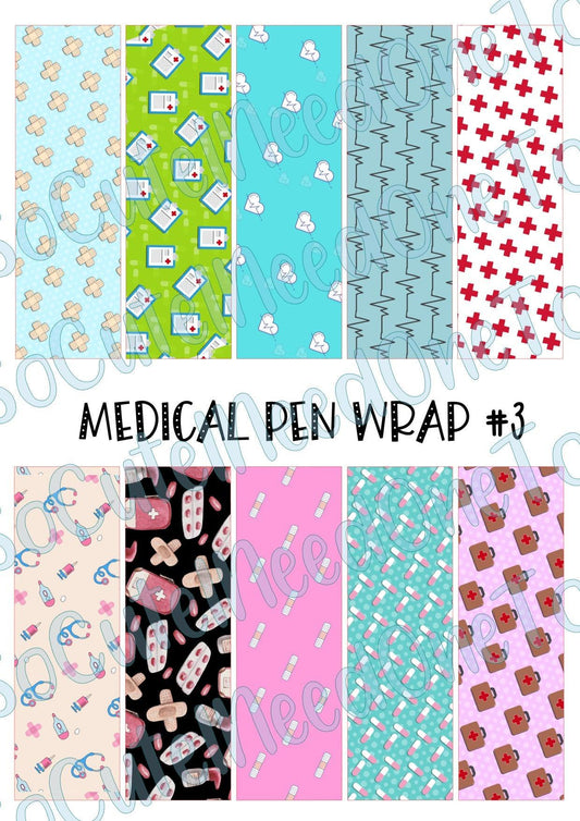Medical Pen Wraps #3 on Clear/White Waterslide Paper Ready To Use - SoCuteINeedOneToo
