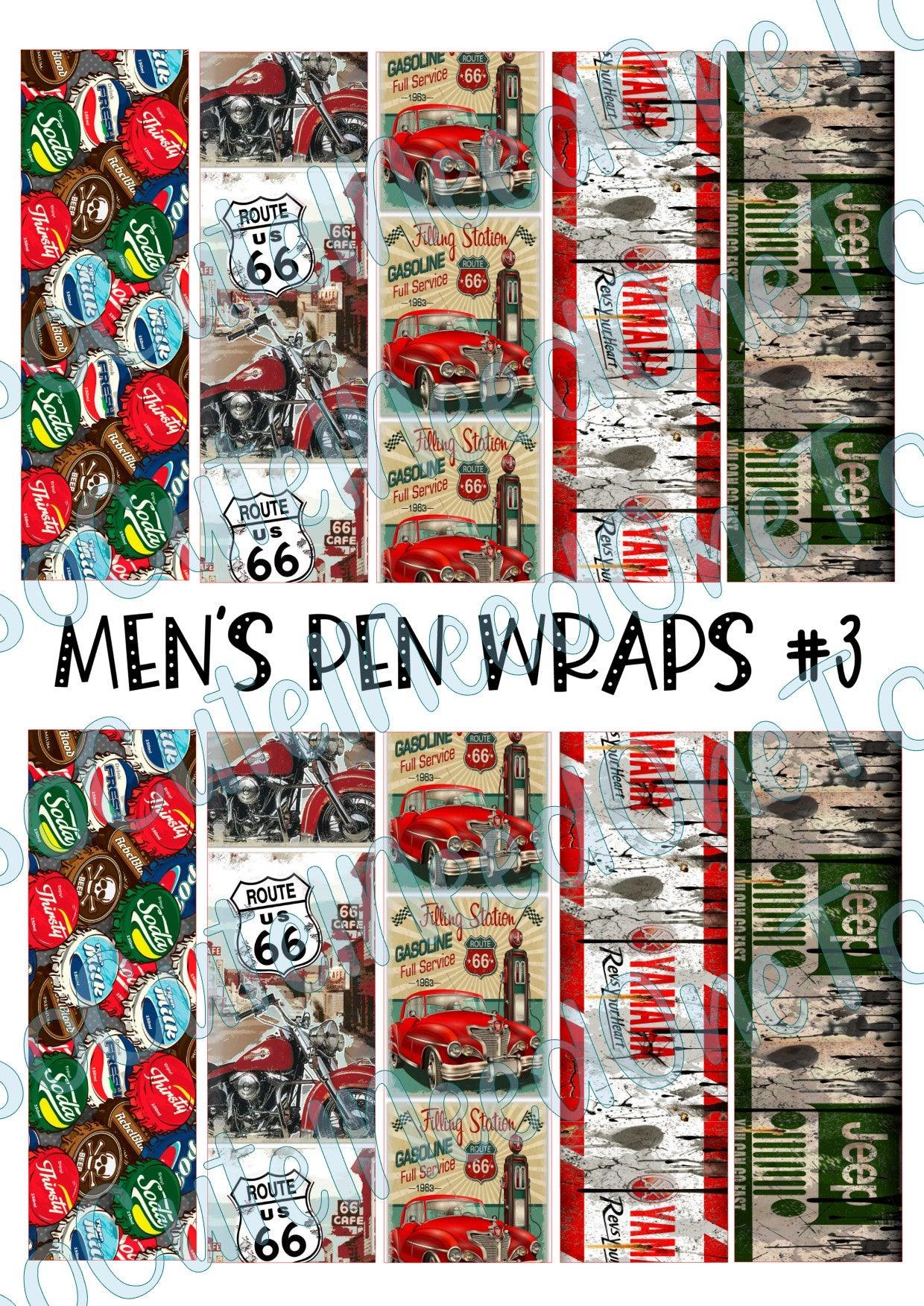 Men's Pen Wrap #3 on Clear/White Waterslide Paper Ready To Use - SoCuteINeedOneToo