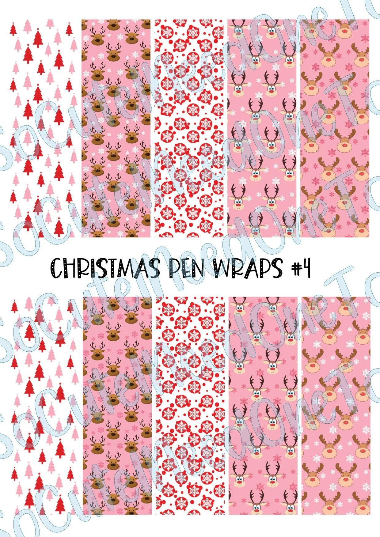 Merry Christmas Pen Wraps on Clear/White Waterslide Paper Ready To Use - SoCuteINeedOneToo