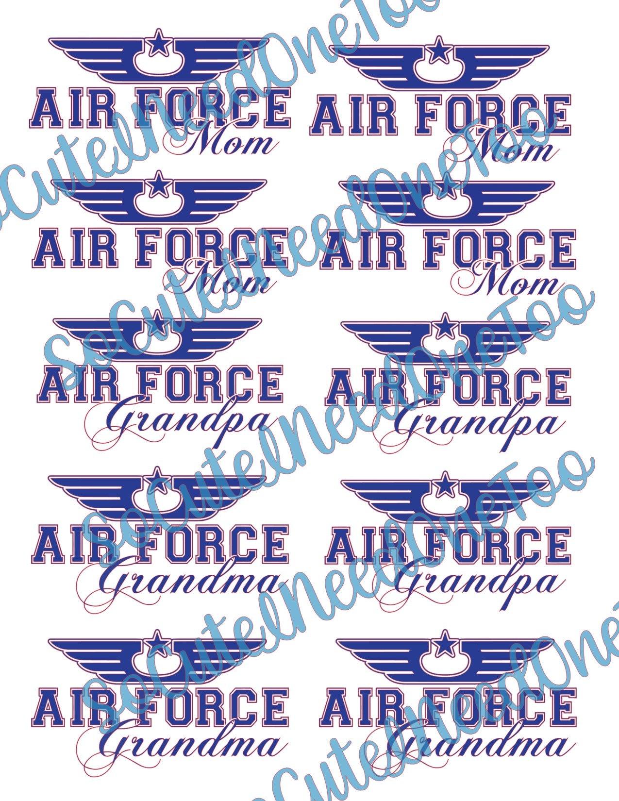 Military - US Airforce on Clear/White Waterslide Paper Ready To Use - SoCuteINeedOneToo