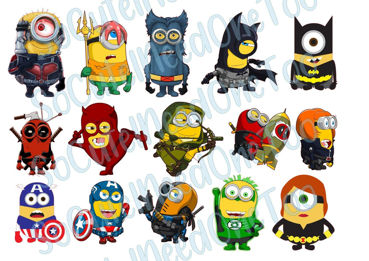 Minions - Superhero's On Clear/White Waterslide Paper Ready To Use - SoCuteINeedOneToo