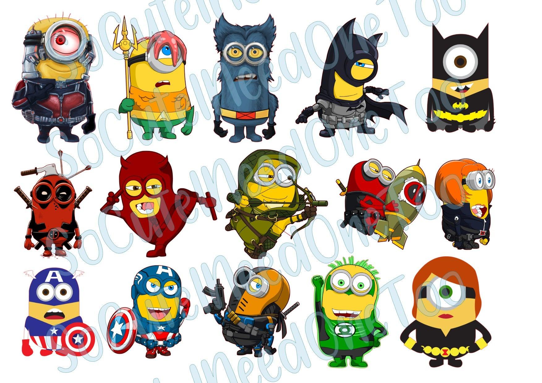 Minions - Superhero's On Clear/White Waterslide Paper Ready To Use - SoCuteINeedOneToo