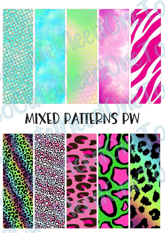 Mixed Pattern Pen Wraps on Clear/White Waterslide Paper Ready To Use - SoCuteINeedOneToo