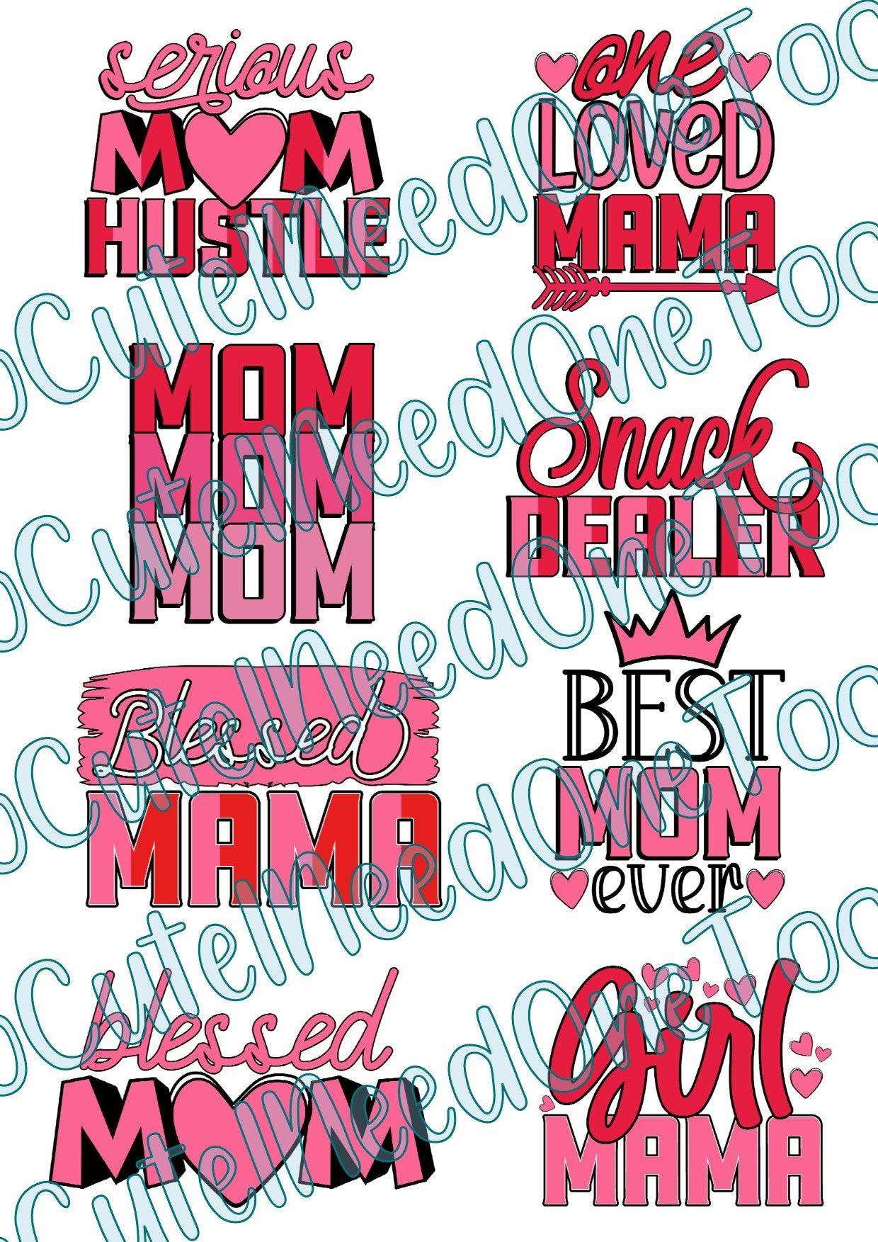Mom Hustle on Clear/White Waterslide Paper Ready To Use - SoCuteINeedOneToo