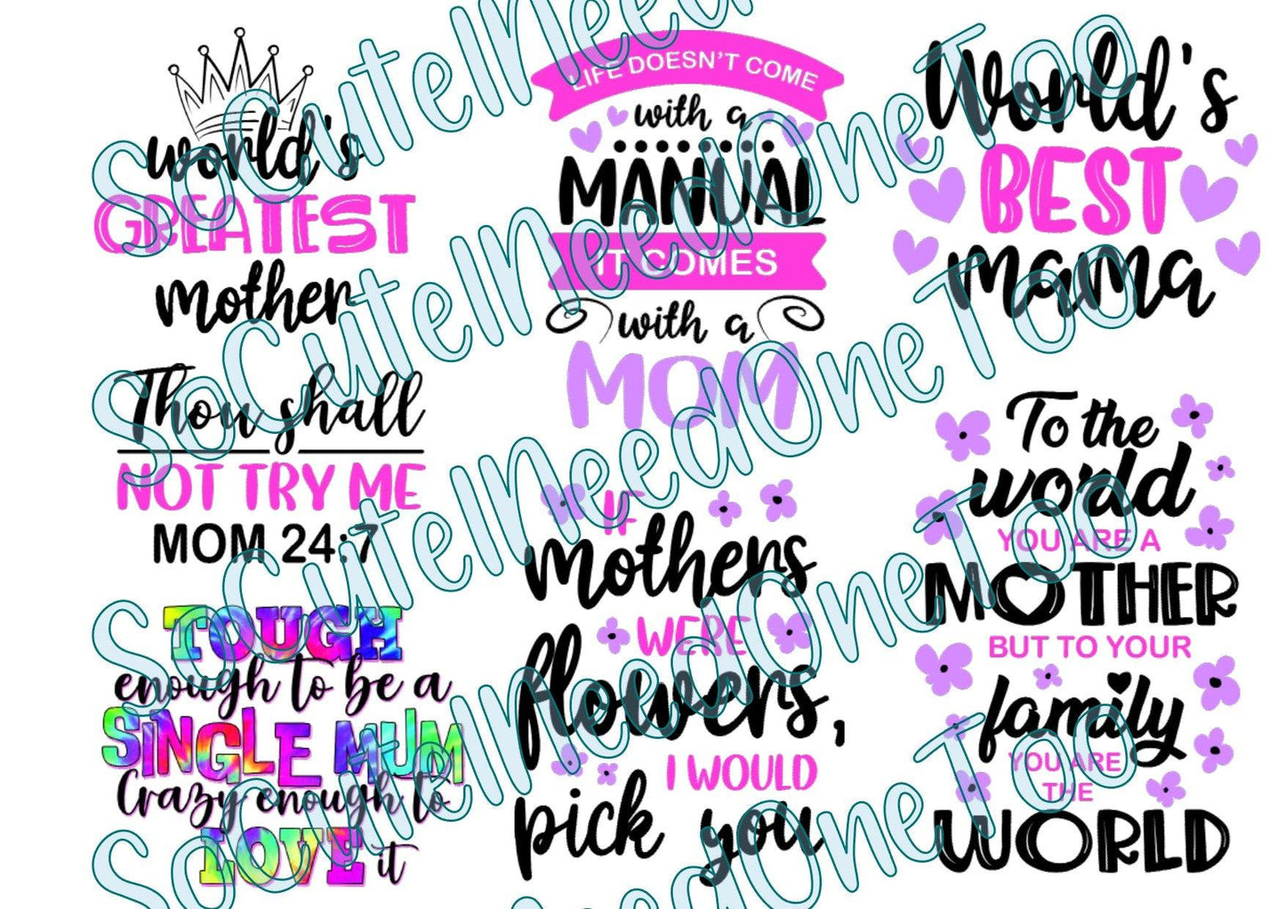 Mom's - World's Greatest on Clear/White Waterslide Paper Ready To Use - SoCuteINeedOneToo