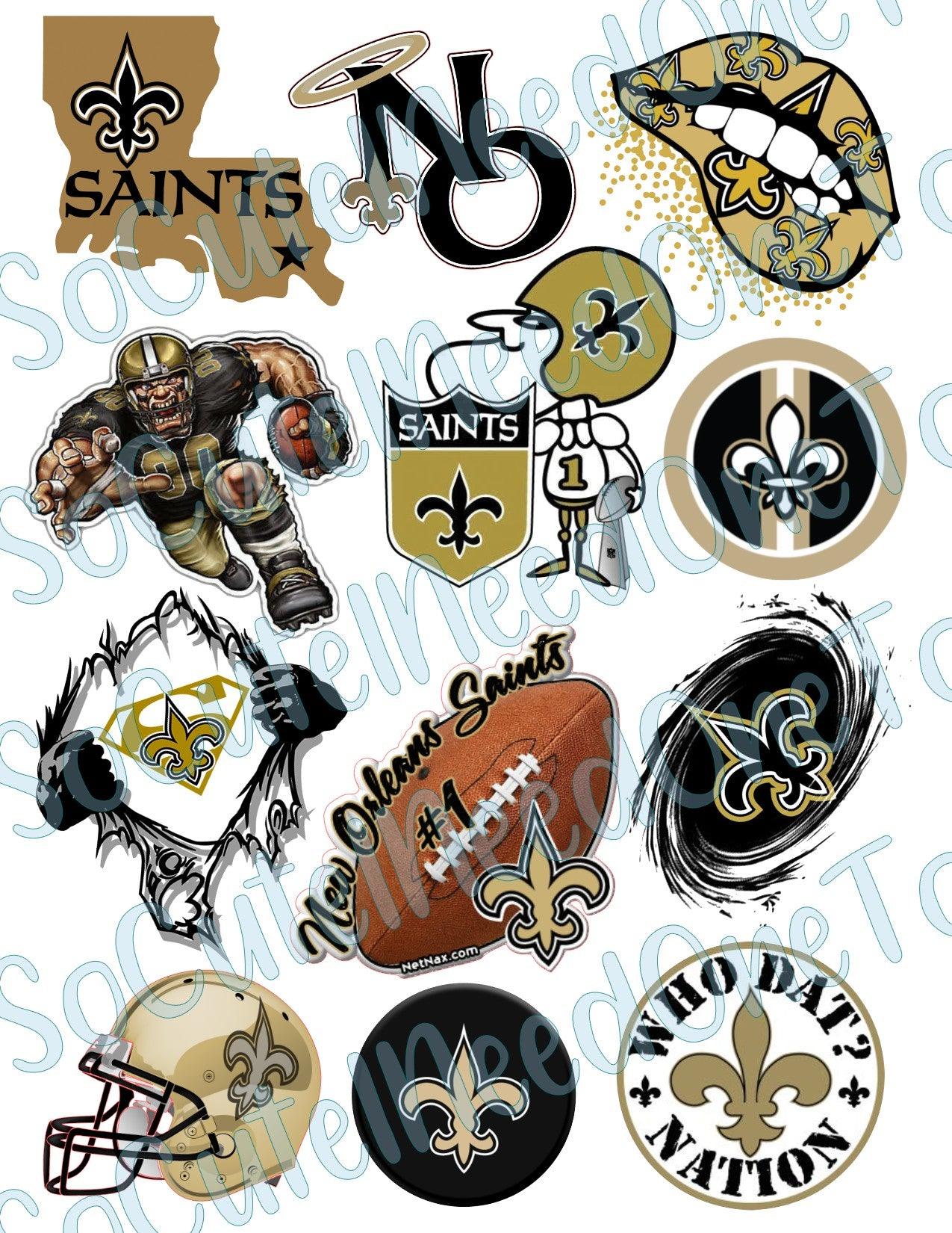 New Orleans Saints Football on Clear/White Waterslide Paper Ready To Use - SoCuteINeedOneToo