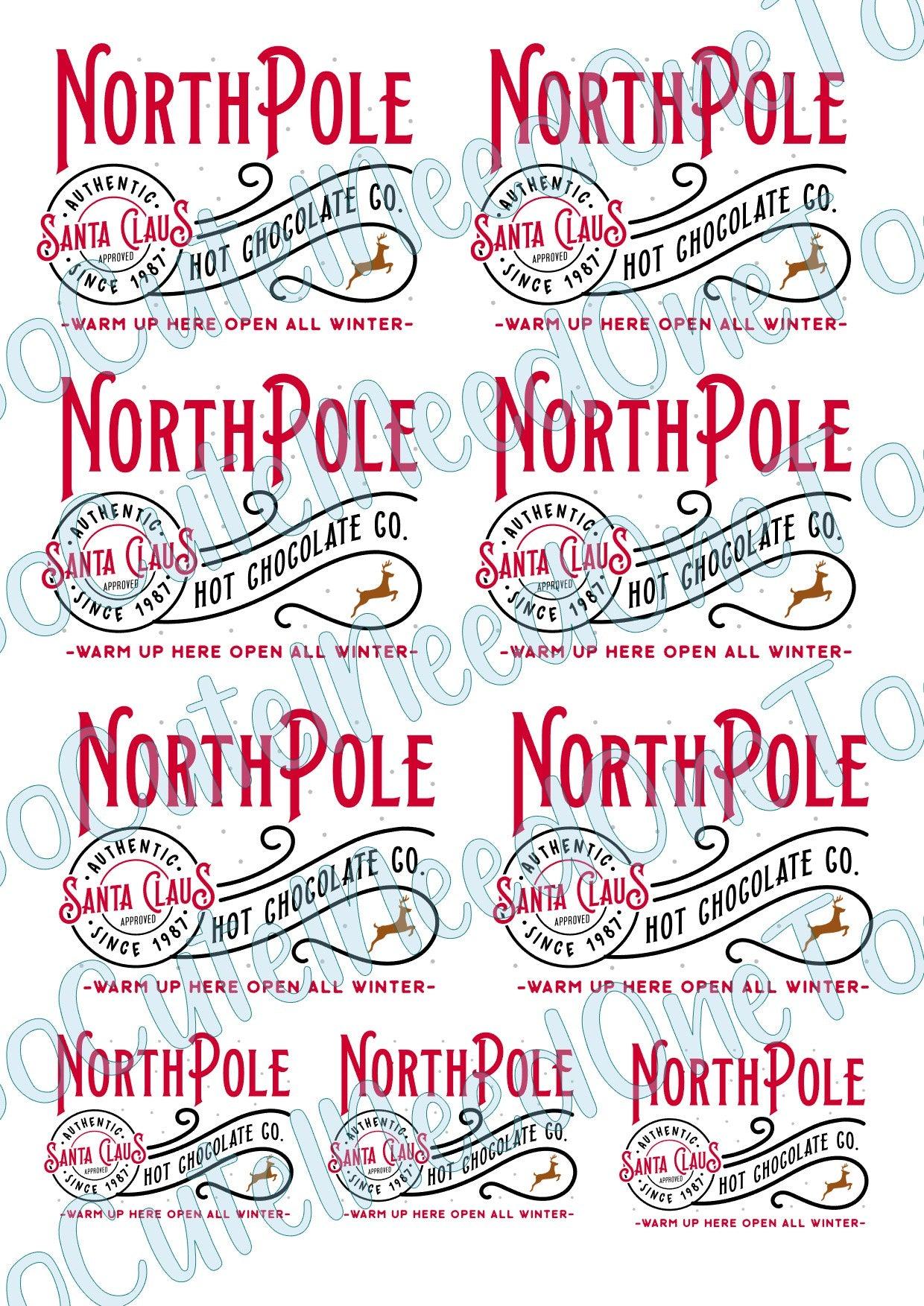 North Pole - HOT COCOA on Clear/White Waterslide Paper Ready To Use - SoCuteINeedOneToo