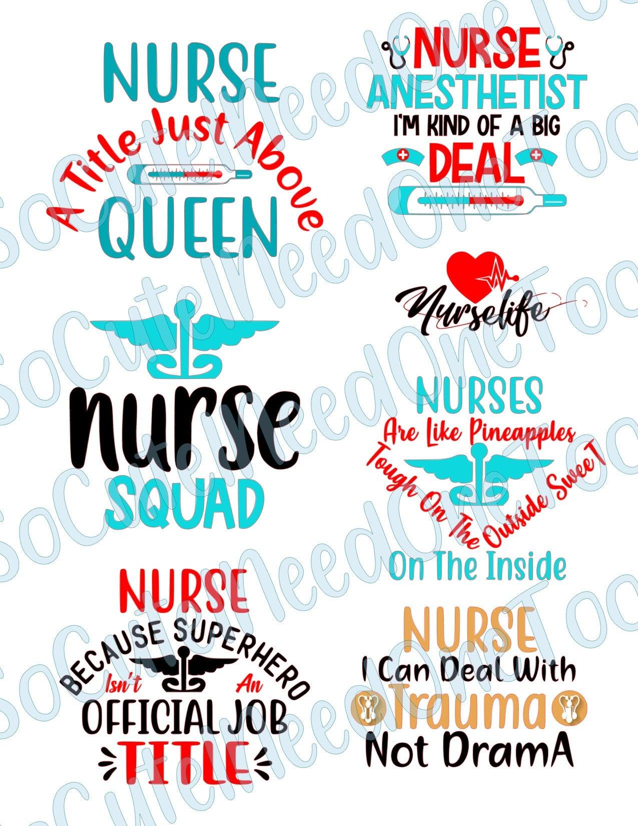 Nurse #8 on Clear/White Waterslide Paper Ready To Use - SoCuteINeedOneToo