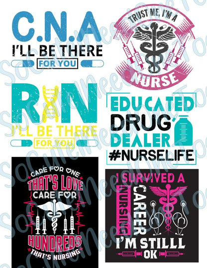 Nurse - CNA on Clear/White Waterslide Paper Ready To Use - SoCuteINeedOneToo