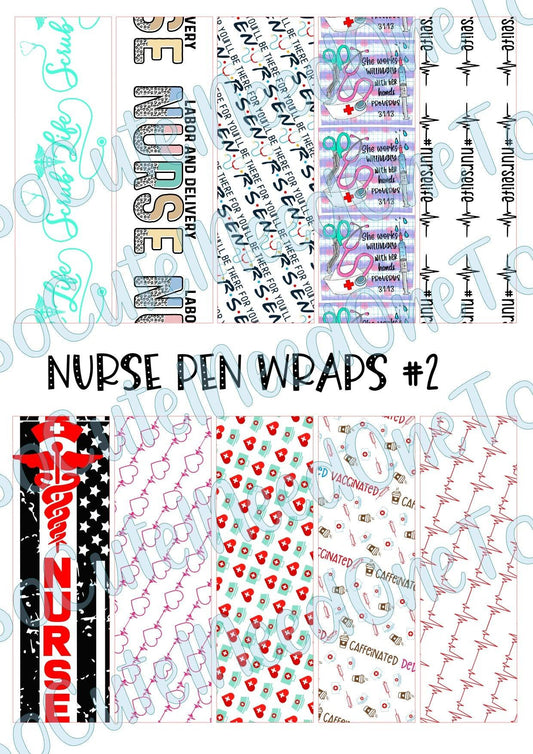 Nurse Pen Wraps #2 on Clear/White Waterslide Paper Ready To Use - SoCuteINeedOneToo