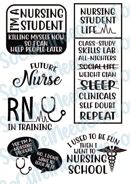 Nursing School #1 on Clear/White Waterslide Paper Ready To Use - SoCuteINeedOneToo