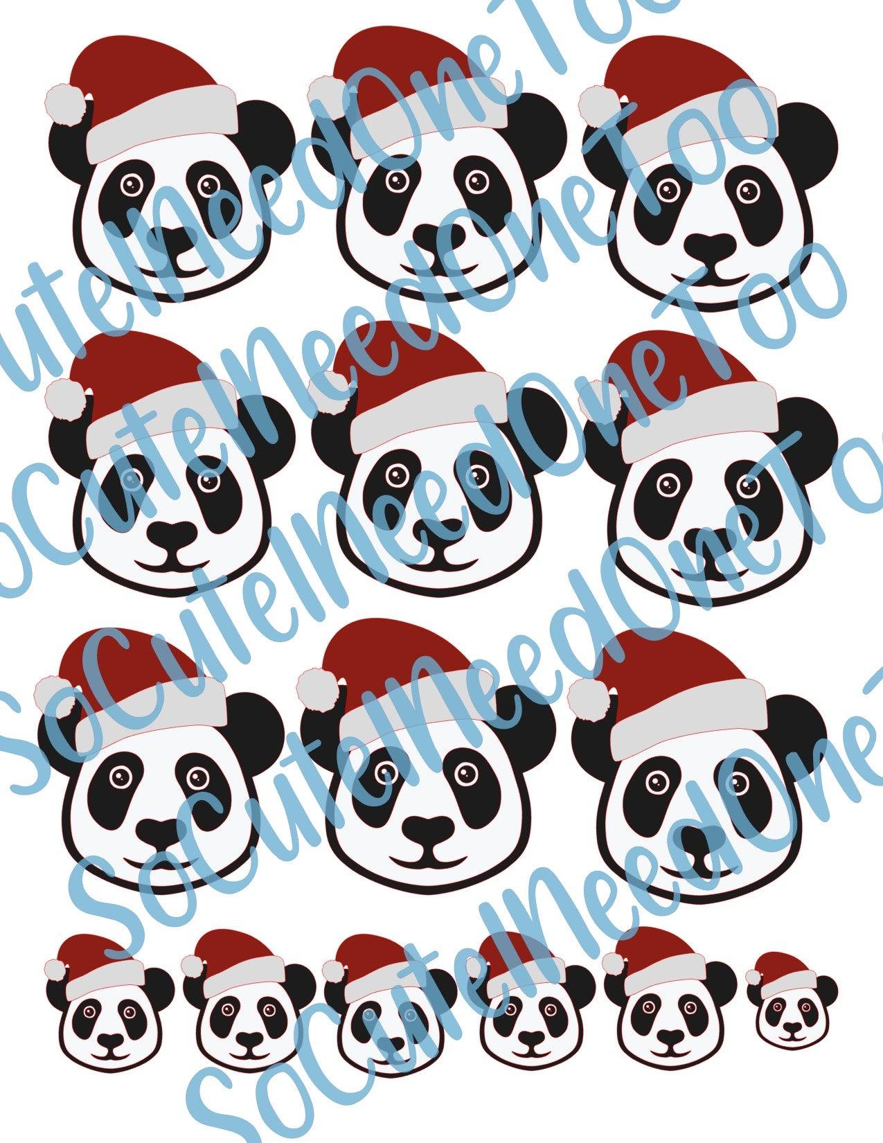 Panda w/Santa Hat - On Clear/White Waterslide Paper - SoCuteINeedOneToo