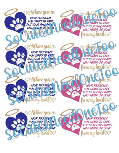 Paw Prints On My Heart on Clear/White Waterslide Paper Ready To Use - SoCuteINeedOneToo
