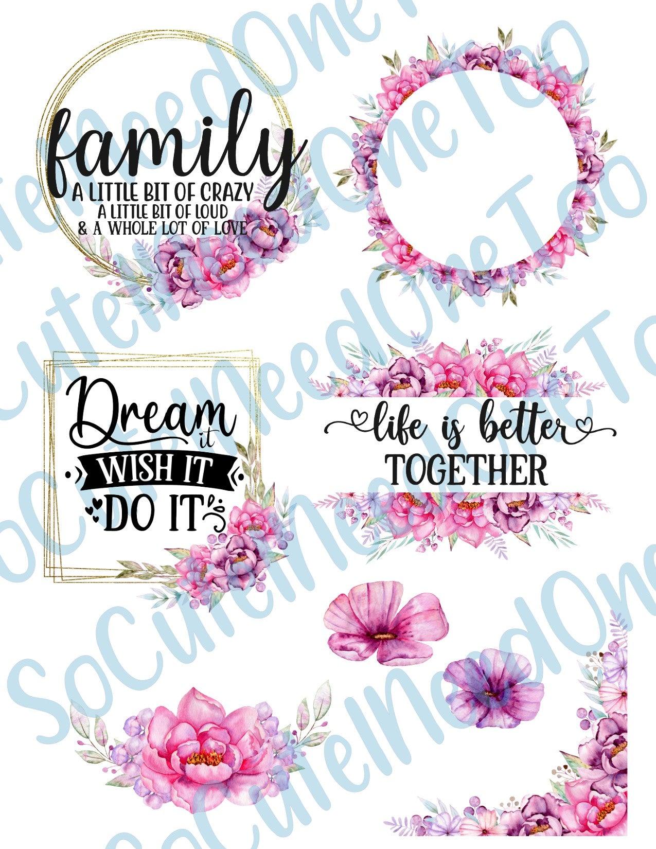 Pink Family On Clear/White Waterslide Paper Ready To Use - SoCuteINeedOneToo