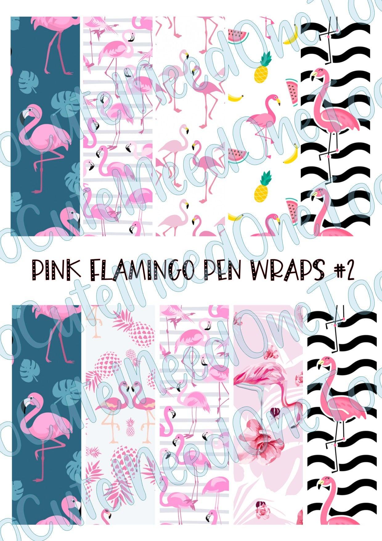 Pink Flamingo Pen Wraps #2 - Clear/White Waterslide Paper Ready To Use - SoCuteINeedOneToo