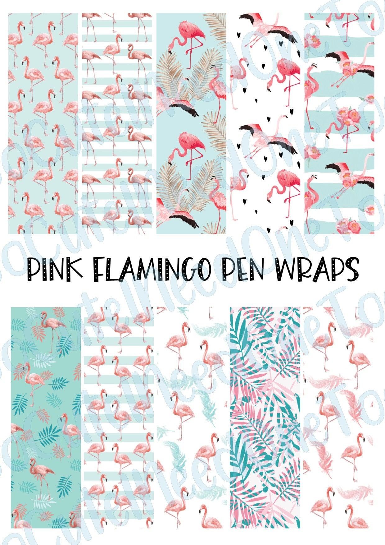 Pink Flamingo Pen Wraps - Clear/White Waterslide Paper Ready To Use - SoCuteINeedOneToo