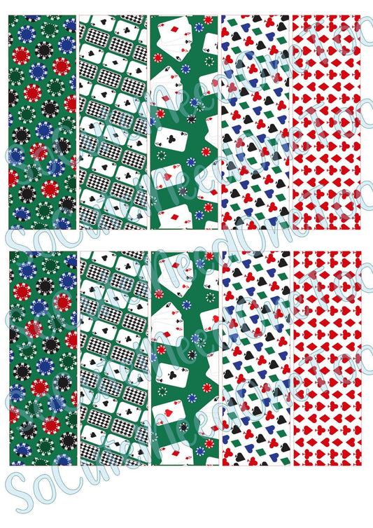 Poker Theme Pen Wraps on Clear/White Waterslide Paper Ready To Use - SoCuteINeedOneToo