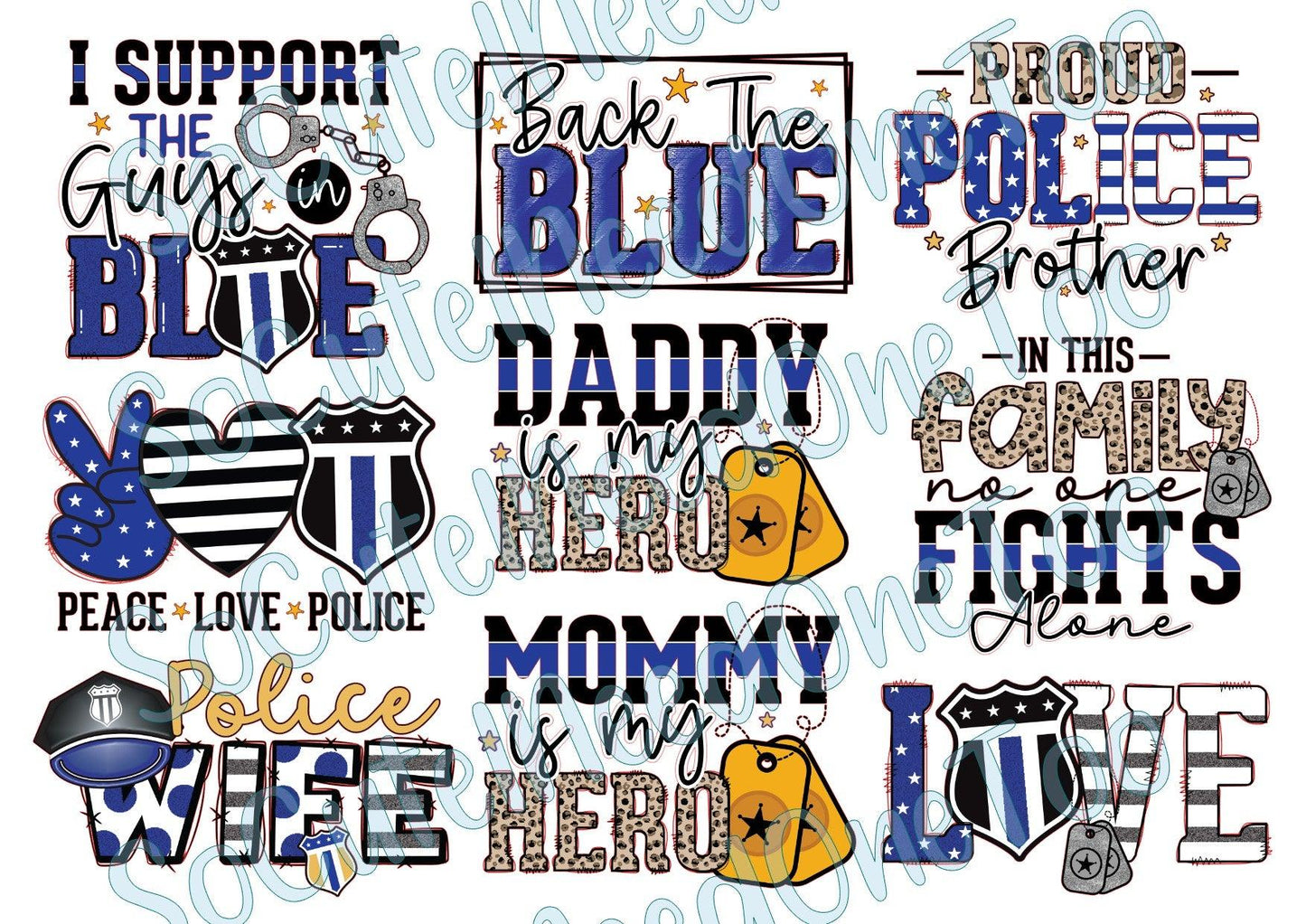 Police - Family Support on Clear/White Waterslide Paper Ready To Use - SoCuteINeedOneToo