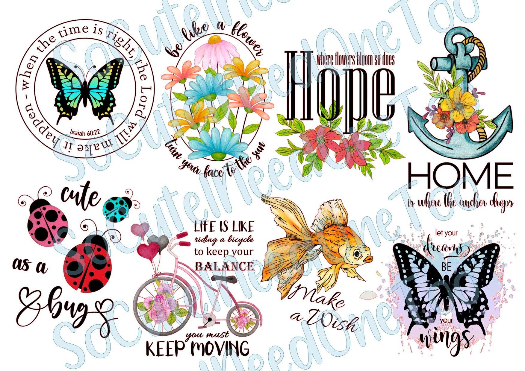 Positive Quotes on Clear/White Waterslide Paper Ready To Use - SoCuteINeedOneToo