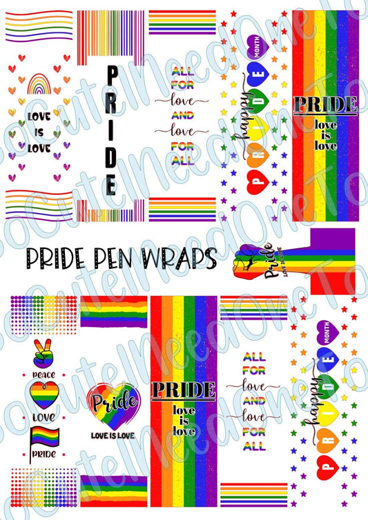 Pride Pen Wraps on Clear/White Waterslide Paper Ready To Use - SoCuteINeedOneToo