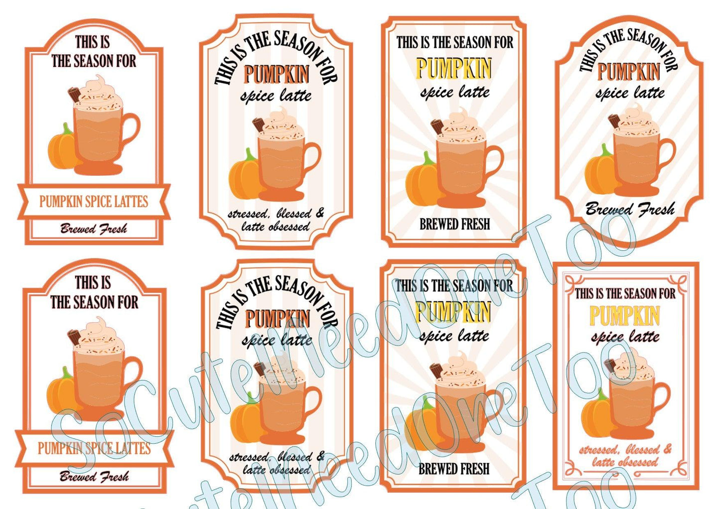 Pumpkin Spice & Apple Spice Labels On Clear/White Waterslide Paper Ready To Use - SoCuteINeedOneToo