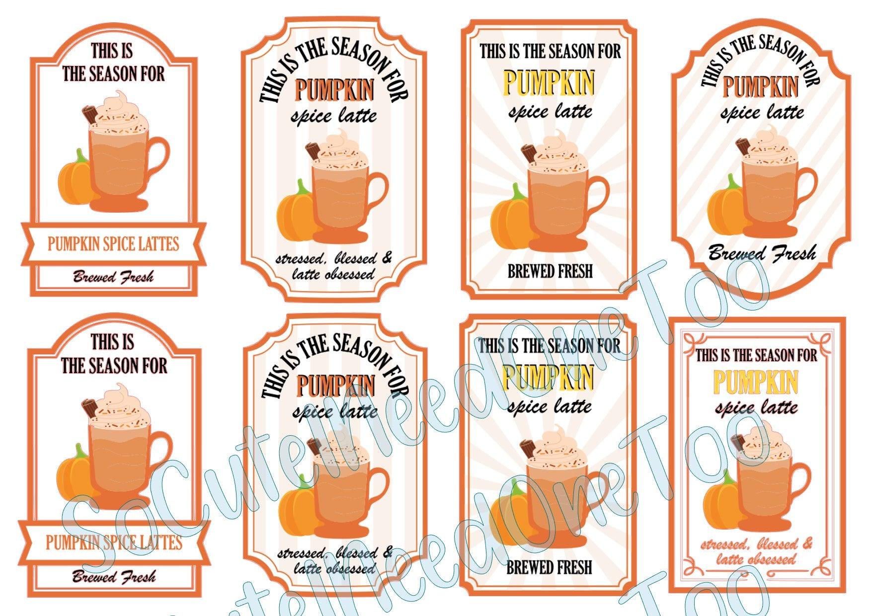 Pumpkin Spice & Apple Spice Labels On Clear/White Waterslide Paper Ready To Use - SoCuteINeedOneToo