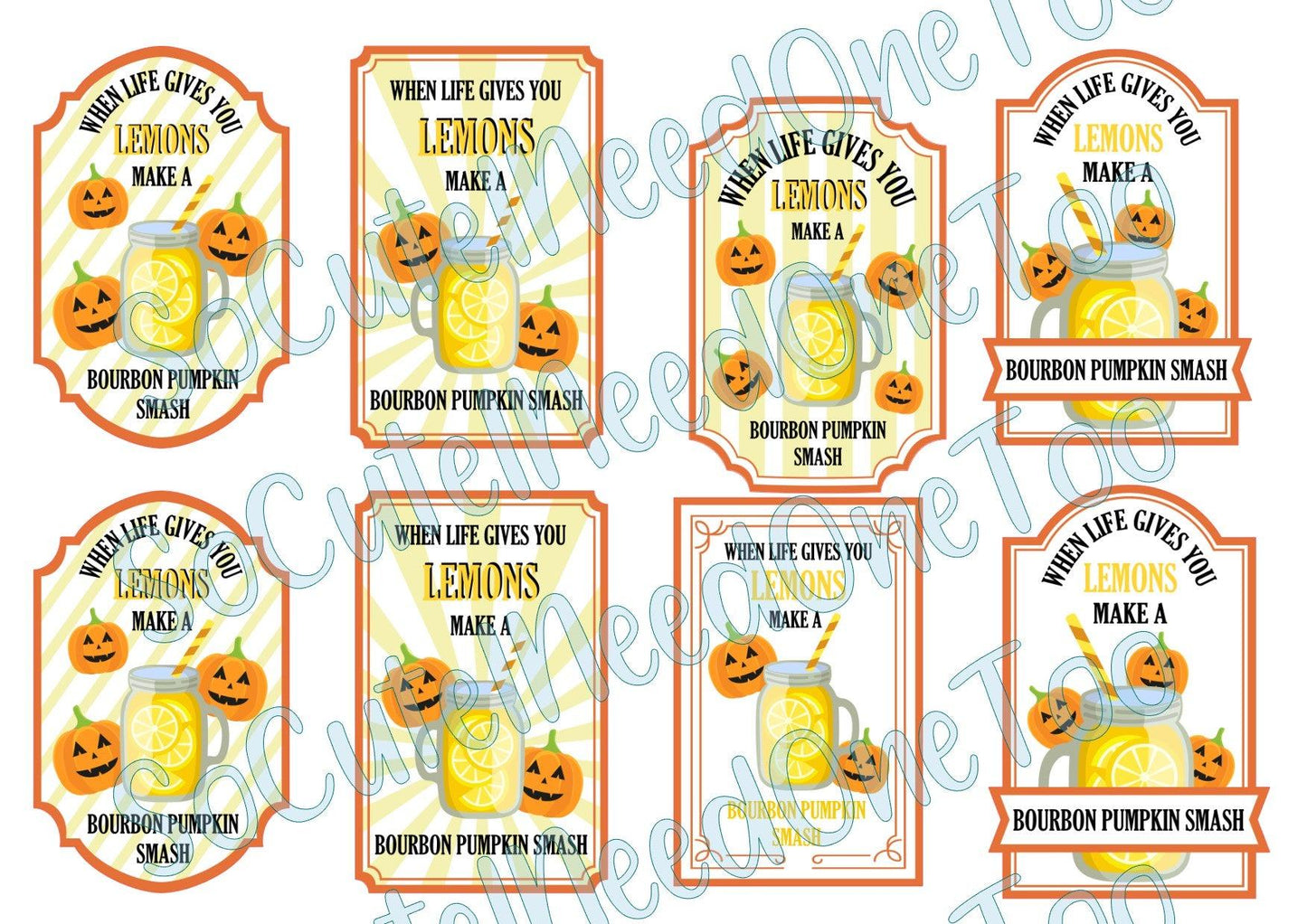 Pumpkin Spice & Apple Spice Labels On Clear/White Waterslide Paper Ready To Use - SoCuteINeedOneToo