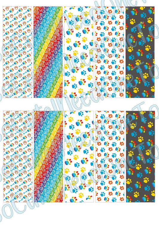 Rainbow Dog Prints Pen Wraps on Clear/White Waterslide Paper Ready To Use - SoCuteINeedOneToo