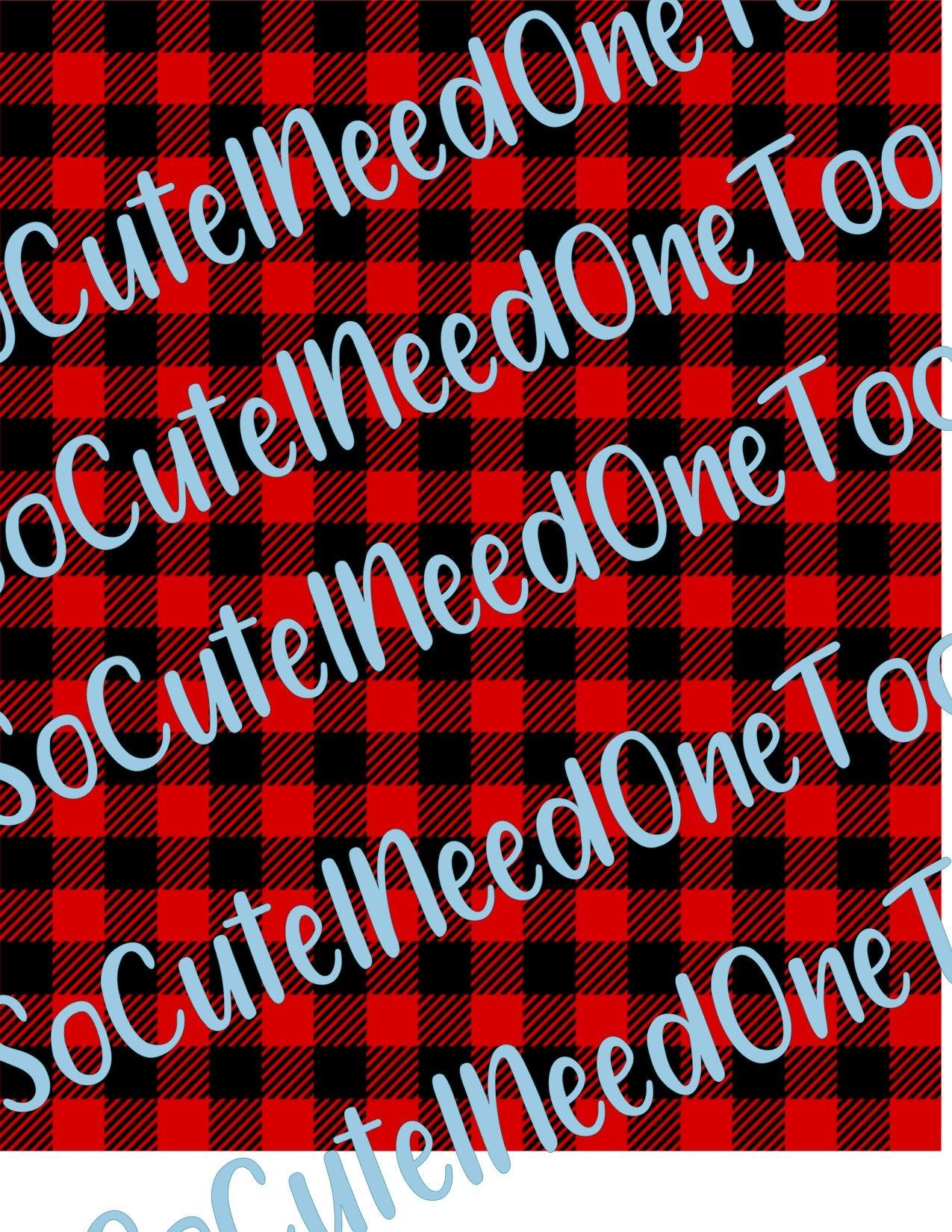 Red & Black Buffalo Plaid on Clear/White Water Slide Paper Ready To Use - SoCuteINeedOneToo