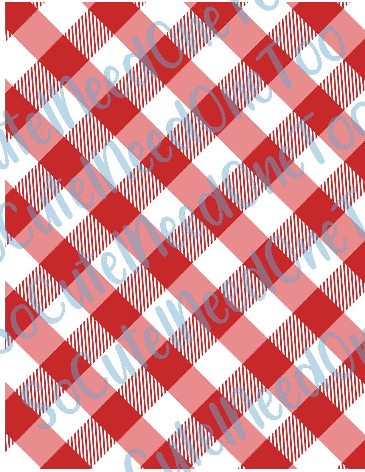 Red & White Buffalo Plaid on Clear/White Water Slide Paper Ready To Use - SoCuteINeedOneToo