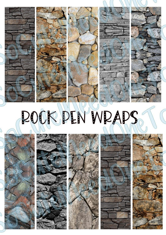Rock Pen Wraps on Clear/White Waterslide Paper Ready To Use - SoCuteINeedOneToo