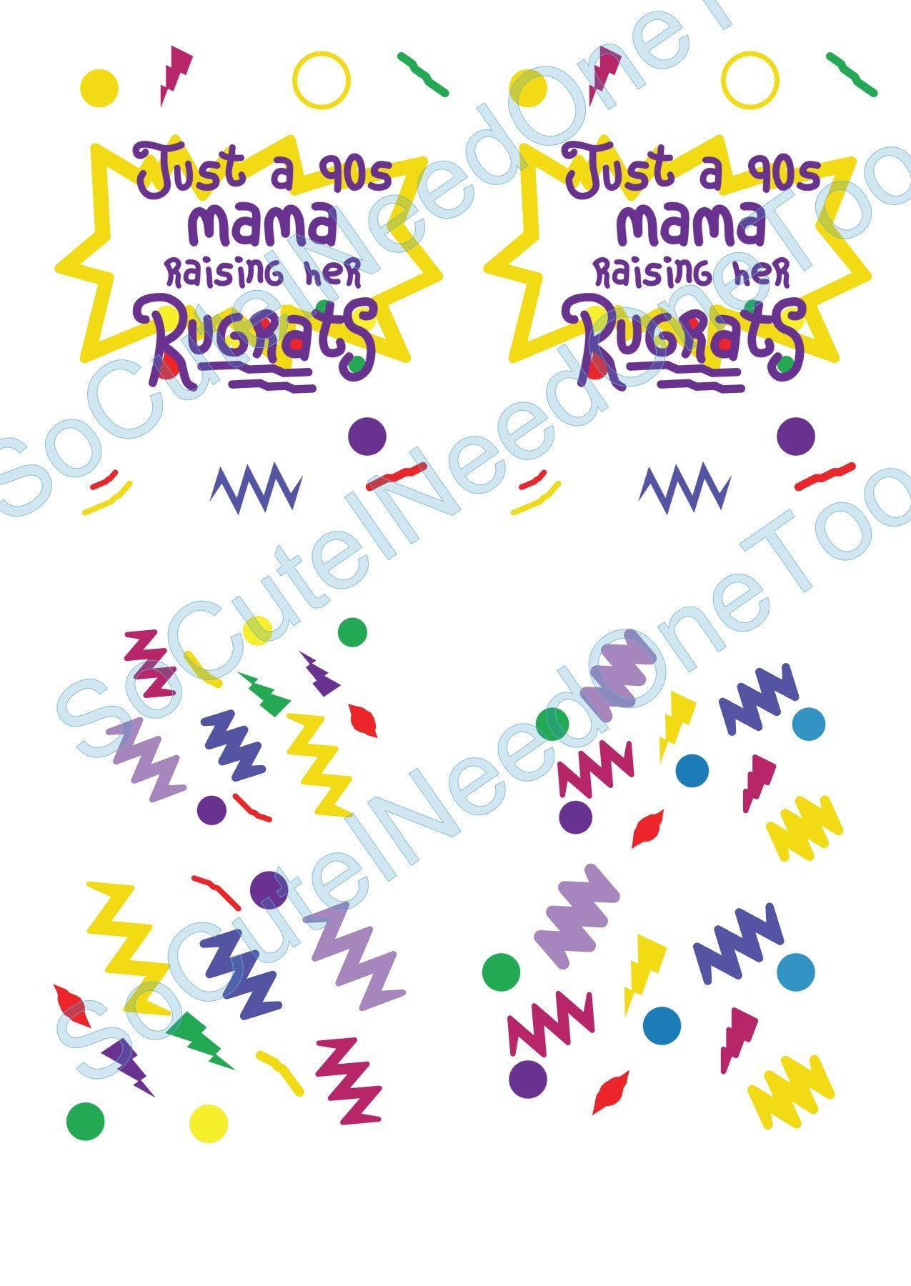 Rugrats - 90s Mama Raising her Rugrats on Clear/White Waterslide Paper Ready To Use - SoCuteINeedOneToo
