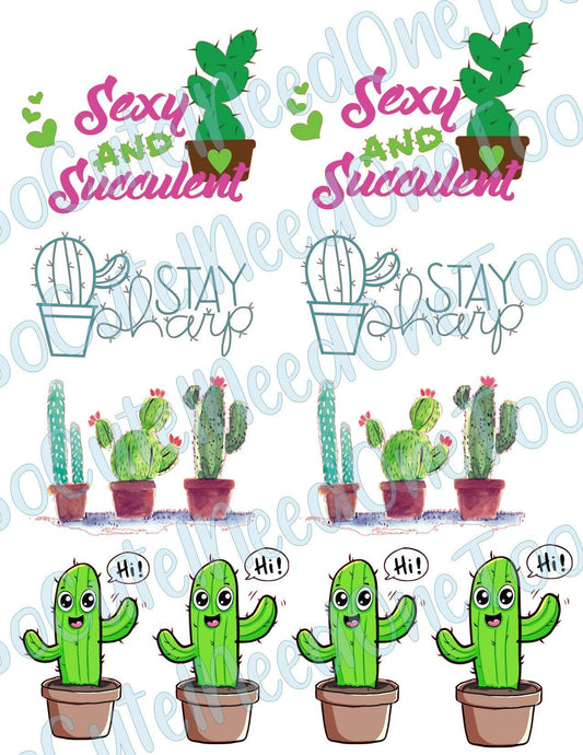 Sexy & Succulent on Clear/White Waterslide Paper Ready To Use - SoCuteINeedOneToo