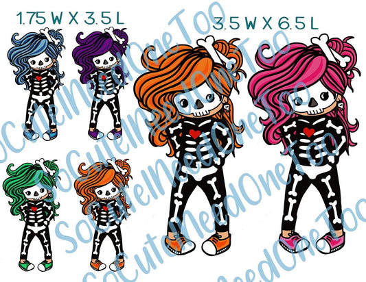 Skelton Dolls on Clear/White Waterslide Paper Sealed & Ready To Use - SoCuteINeedOneToo