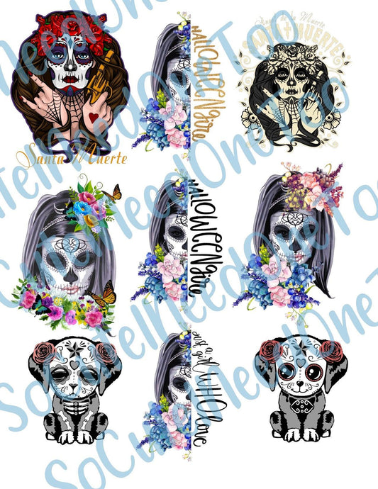 SKULLS #3 on Clear Water Slide Paper Sealed and Ready To Use - SoCuteINeedOneToo