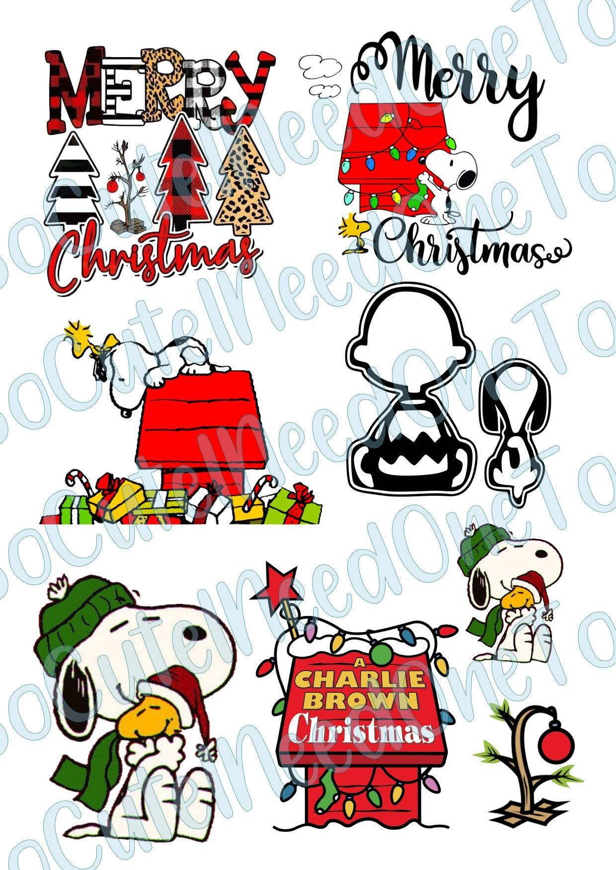 Snoopy Christmas #2 - on Clear/White Waterslide Paper Ready To Use - SoCuteINeedOneToo